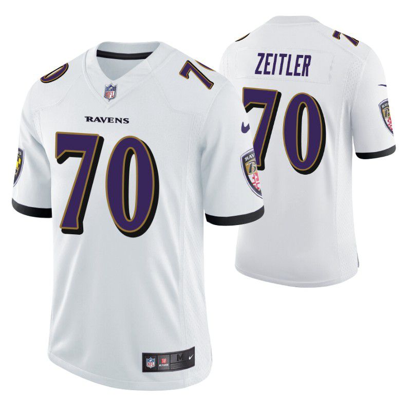 Men Baltimore Ravens 70 Kevin Zeitler Nike White Game NFL Jersey